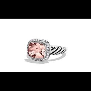 David Yurman Morganite and Diamond Noblesse Cable Ring Size 6